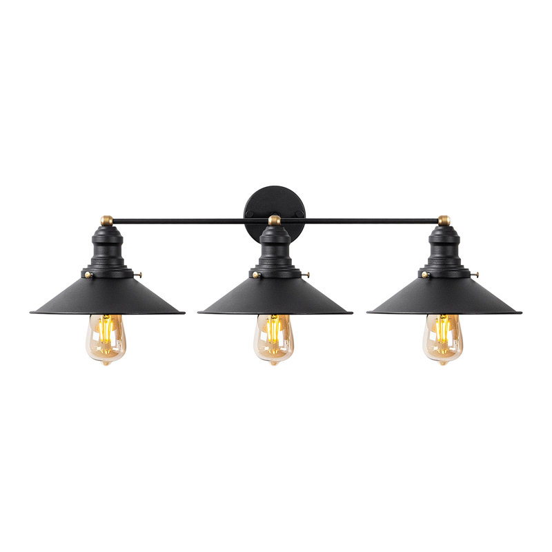Modern Industrial Wall Lamp, Black & Antique Finish, 29.5 x 10.6 x 7.9 inches | Metal Body, 3 x E27 Socket (Max 40W) | Stylish Scandinavian Design, Perfect for Living Room, Bedroom, or Office Decor