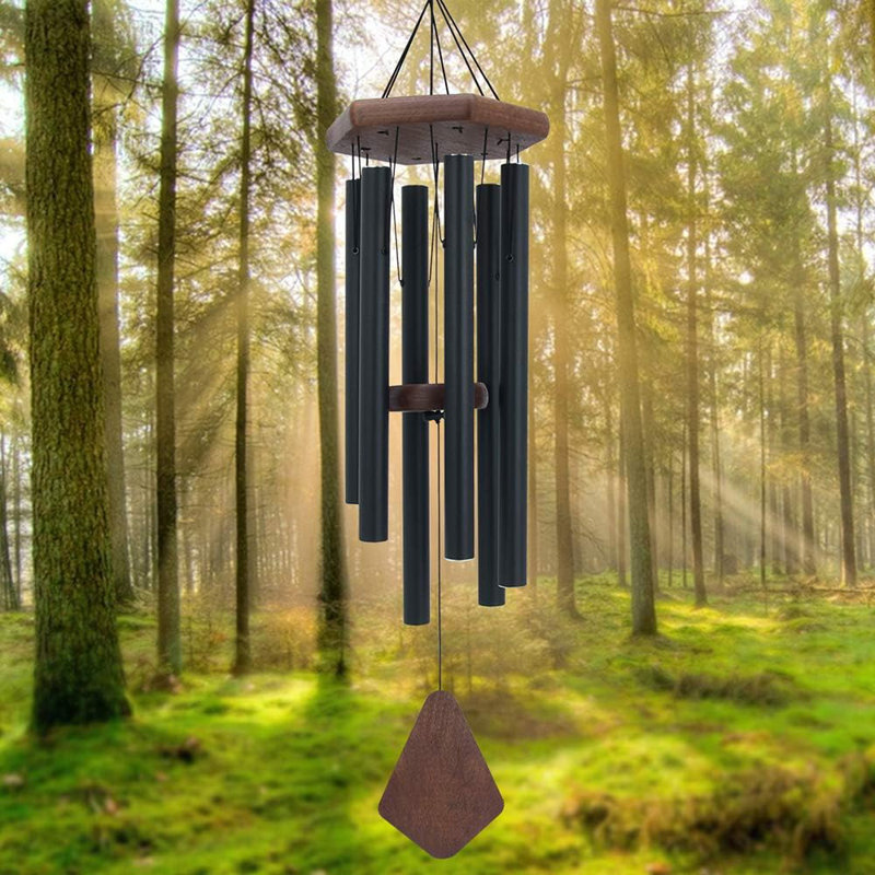Carillons éoliens pour l'extérieur, carillon en aluminium noir de 30 po avec attrape-vent, carillons décoratifs pour patio de jardin extérieur, cadeau zen classique pour hommes et femmes