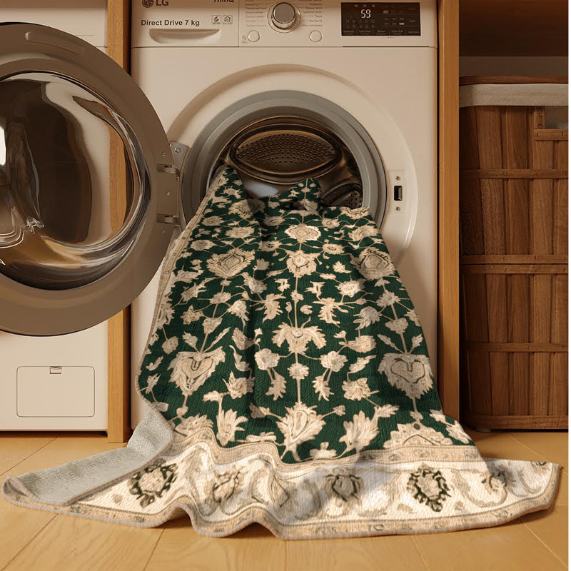 Machine Washable Persian Brown Area Rug, Round 7'