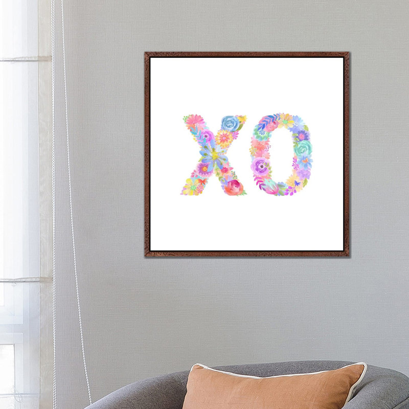 Floral XO by Stephanie Corfee - Gallery-Wrapped Canvas Giclée on Canvas, 66.04 cm H x 66.04 cm W, Classic Wood Framed