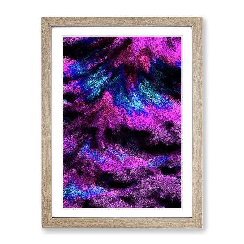 Flourish Abstract - Single Picture Frame Print, 64cm H x 46cm W, Oak