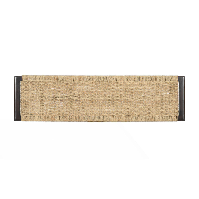 Farmhouse Modern Rattan Bench, Walnut