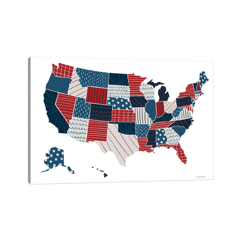 Patchwork USA Map by Kyra Brown - Wrapped Canvas Gallery-Wrapped Canvas Giclée, 20.32 cm H x 30.48 cm W