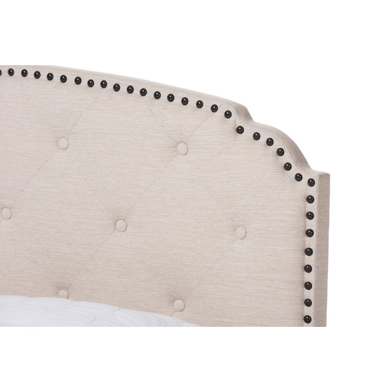 Upholstered Standard Bed, Light Beige, Full