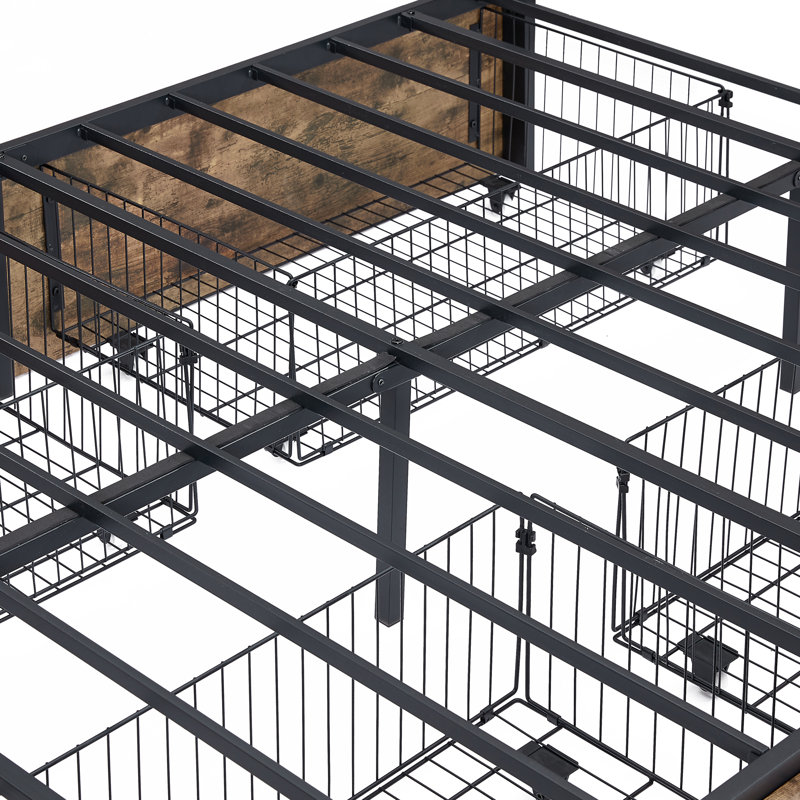 Bed Frame With 4 Storage Drawers And Wood Headboard, Queen