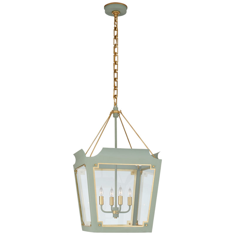 Julie Neill Caddo Medium Lantern, Celadon/Gold