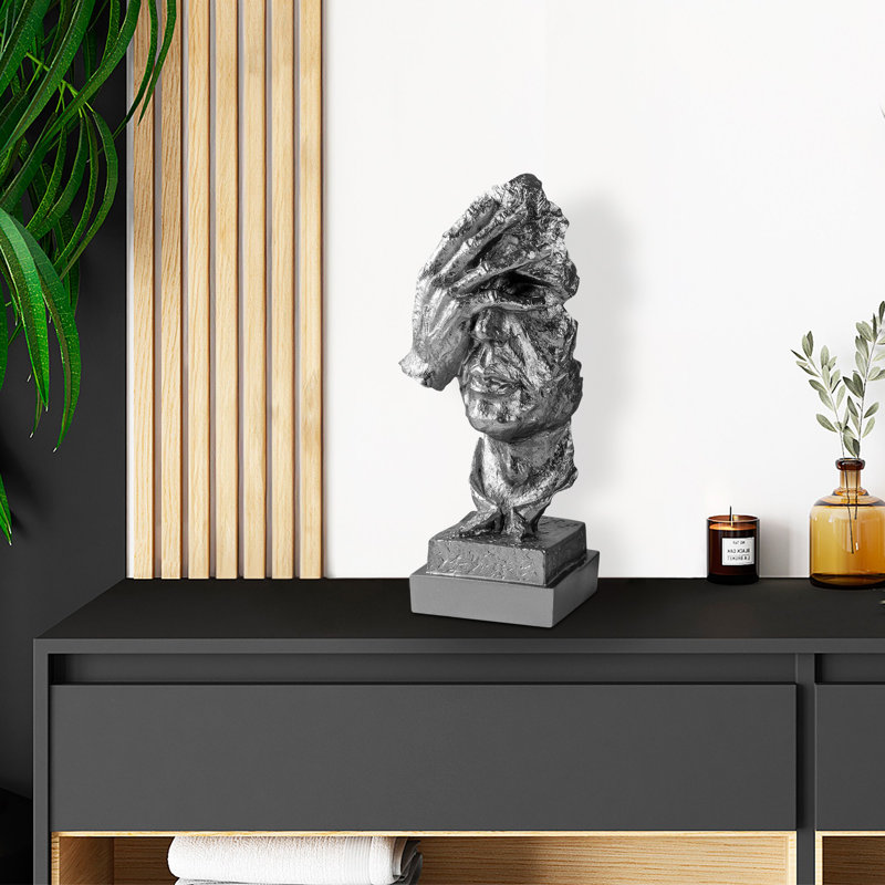 Objet décoratif peint à la main, argent, 5,5 x 13,0 x 4,3 pouces | 100% polyester, variations de couleurs uniques | Parfait pour la décoration intérieure, pièce décorative élégante pour le salon et les bureaux