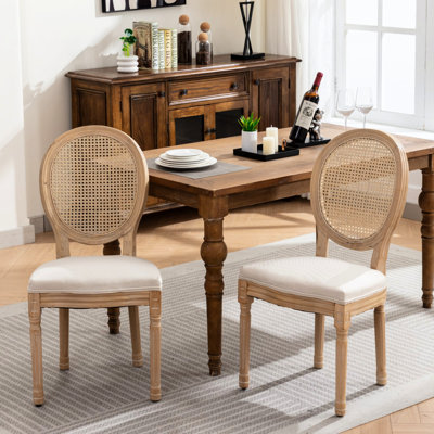 French Style Dining Chair Of 2, Gray Linen With Back, Stable Solid Wood Frame, Foam Filled Cushion, 300 Lbs Weight Capacity 2 Chairs, Upholstery Const