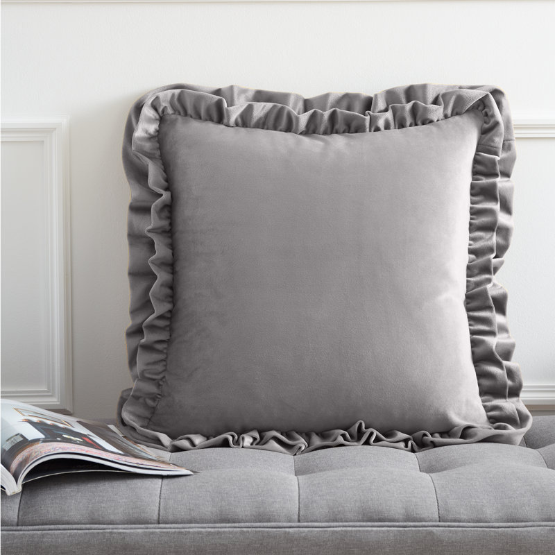 So Soft Touch Double Frill Cushion Cover, Silver