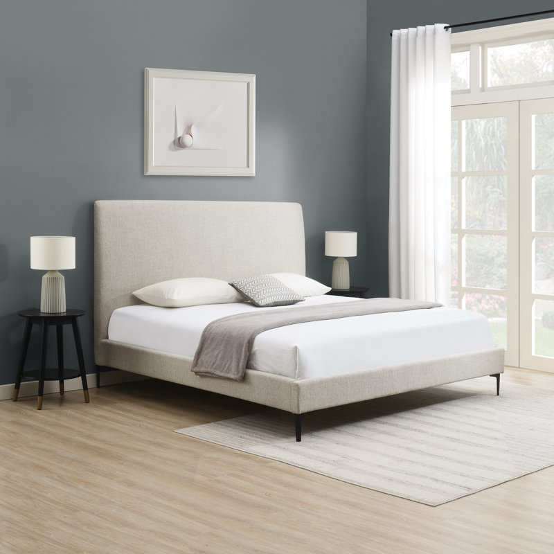 Jadan Upholstered Platform Bed, King, Cream