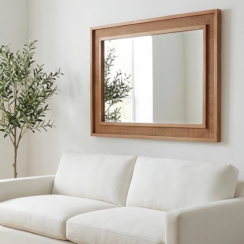 Miroir décoratif rectangulaire, 30" H x 20" W, Yellowish Brown