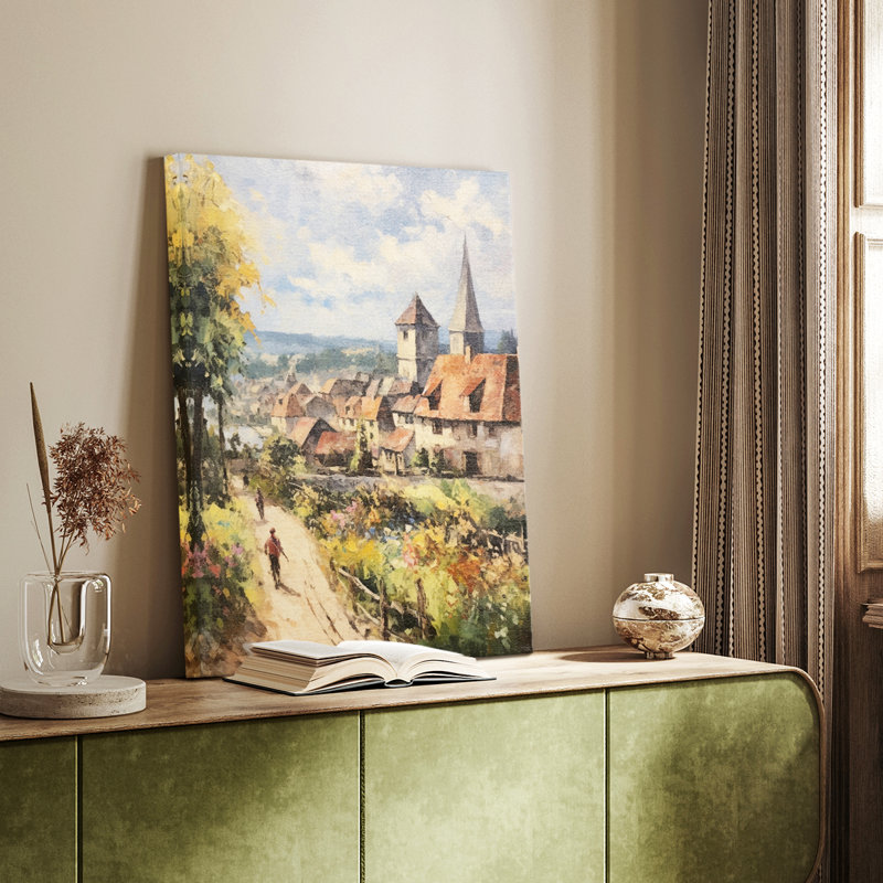 Paysage rétro XCII - toile tendue avec châssis, H 61 po x l 41 po
