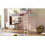Lit mezzanine double en métal avec 2 tablettes et 1 bureau, blanc