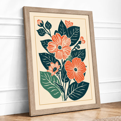 Teal Daisy Botanical - Framed Print