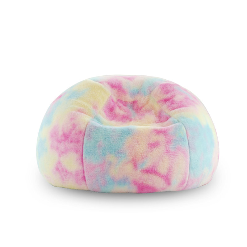 Fauteuil à billes arc-en-ciel en fausse fourrure de lapin pour enfants, LONG-2608D5HL-3