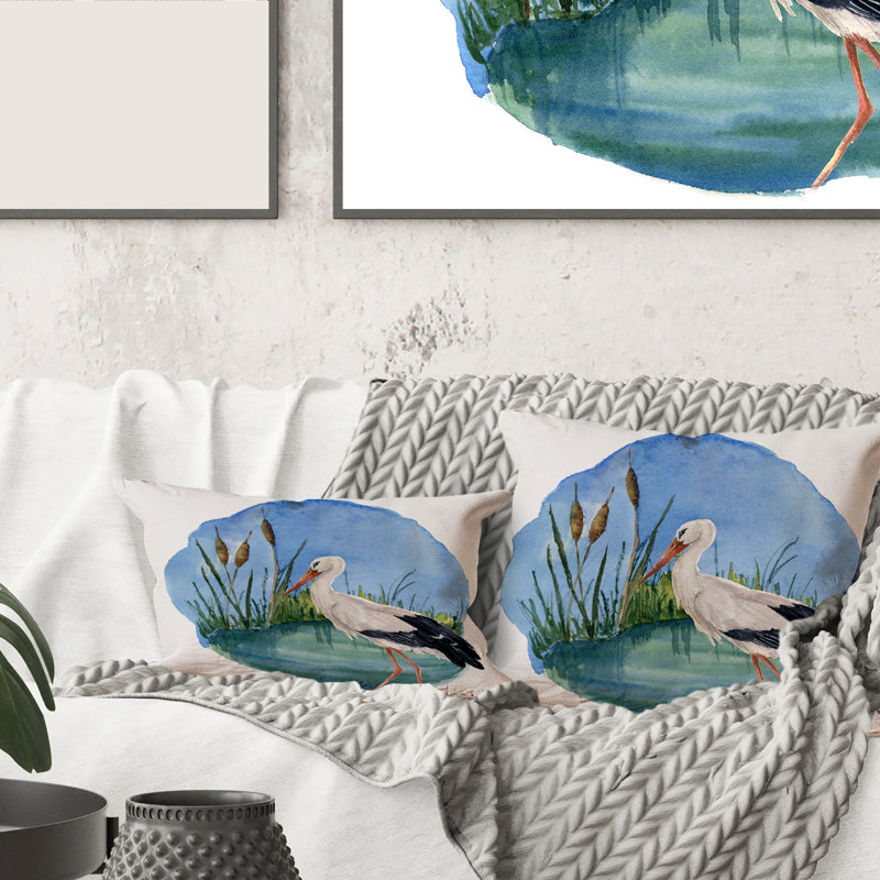 Housse et insert de coussin rectangulaire Stork on the Swamp