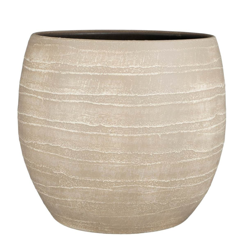 Assaria Ceramic Pot Planter, 32cm H x 36cm W x 36cm D, Beige