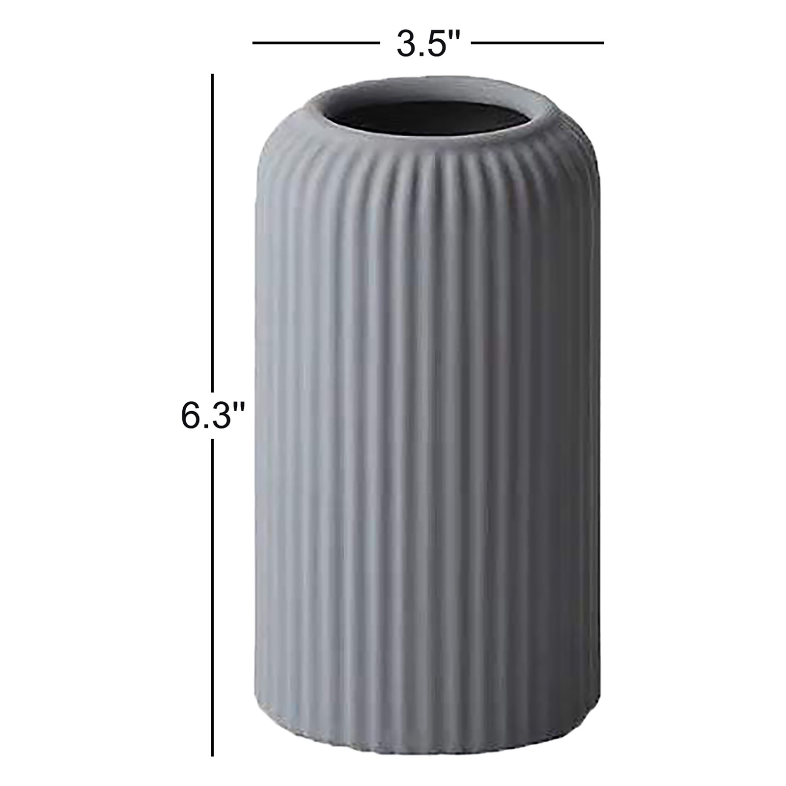 Munich Handmade Ceramic Table Vase, Gray, 6.3" H x 3.54" W x 3.54" D