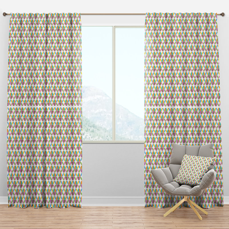 Panneau de rideau simple semi-diaphane avec passe-tringle Mid-Century Design, l 52 po x L 108 po