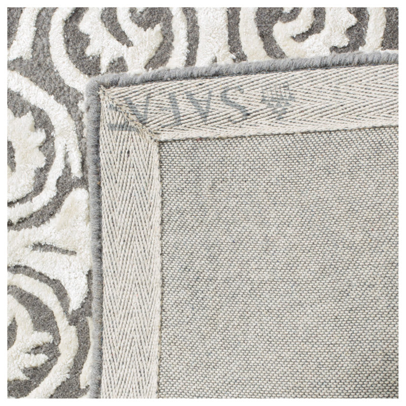 Bernon Hand Tufted Viscose/Wool Ikat Rug in Dark Gray, Runner 2'3" x 8'