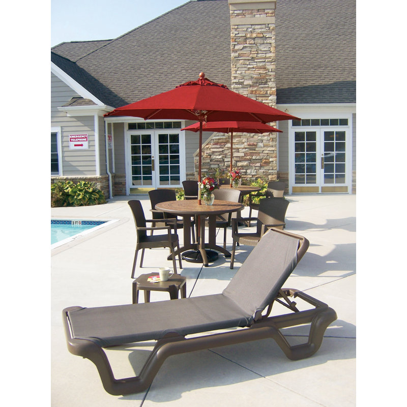 Grosfillex Marina 78" Long Reclining Chaise, Espresso/Bronze