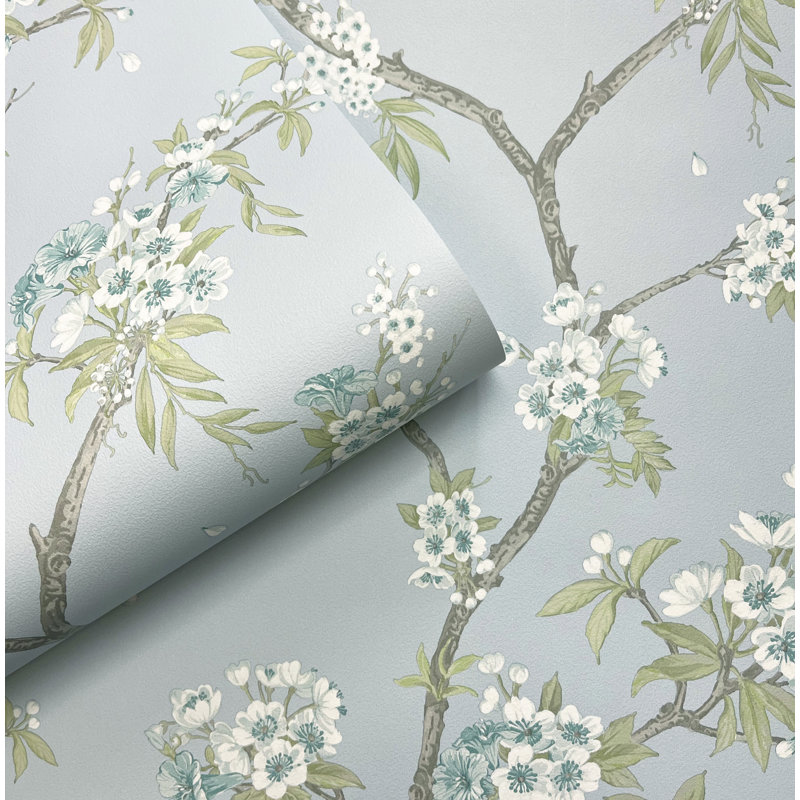 Cherry Blossom Blue Non-Pasted Wallpaper, Blue