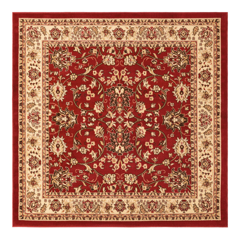 Bhatari Oriental Burgundy Area Rug, Square 6'1", Burgundy