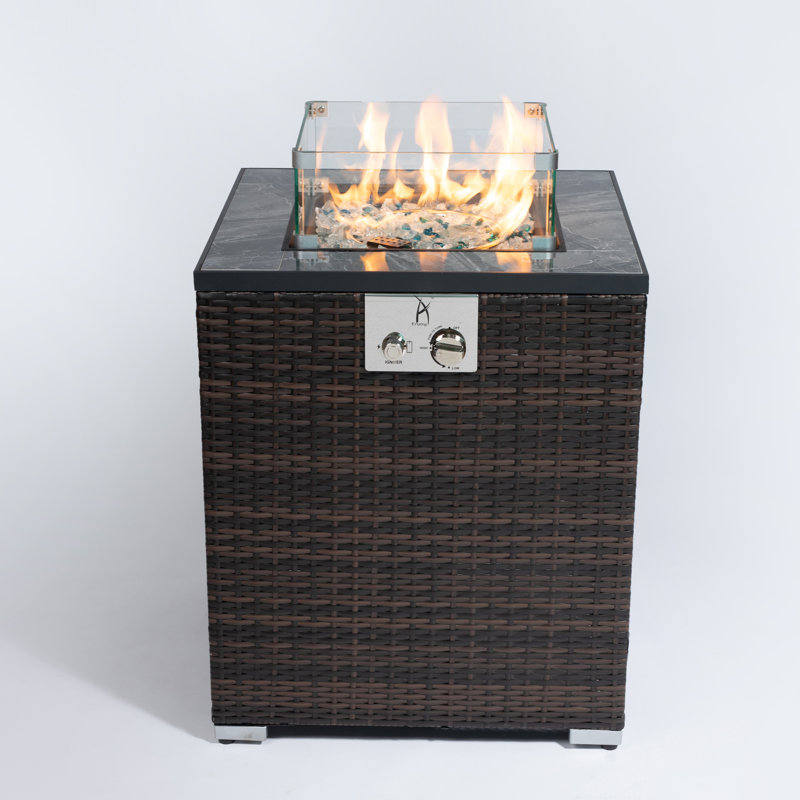 28Inch Gas Fire Table - , Heat Output 40000Btu Garden Corner Fireplace Steel Frame, Included Rain Cover, Espresso