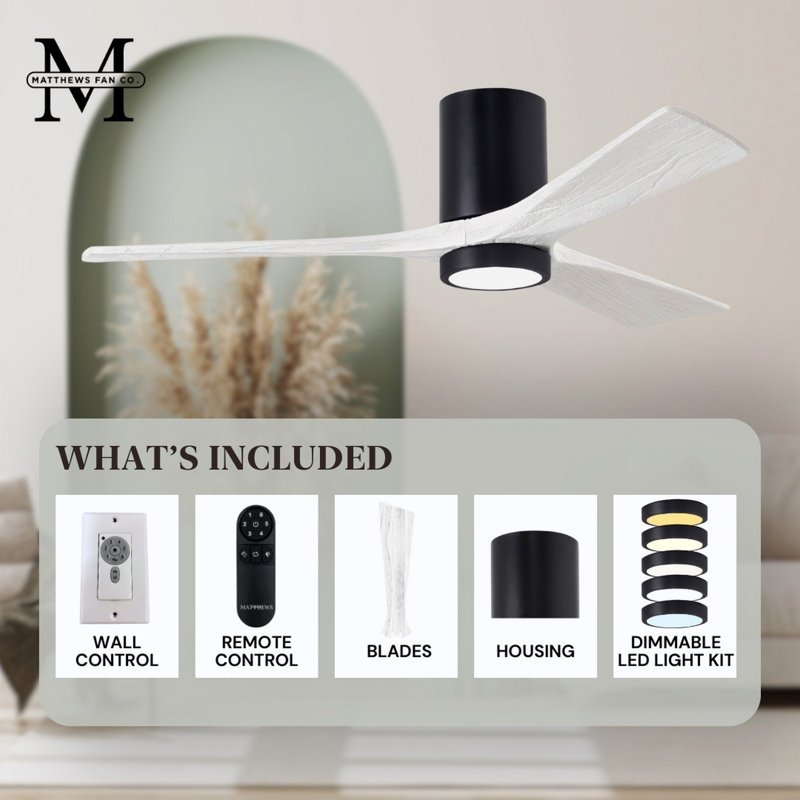 Irene LED Ceiling Fan, Matte Black, Matte White, 52"
