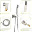 Douche de plafond en nickel brossé: pomme de pluie de 16 po, bec cascade, douchette avec inverseur requise Douche de montage: nickel, buse de baignoire