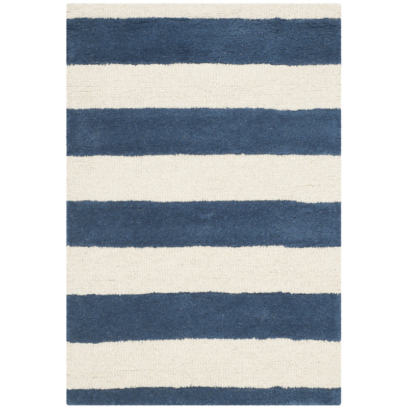 Abington Striped Wool Hand Tufted Area Rug, Rectangle 61 x 91 cm