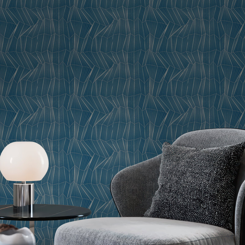 Rouleau de papier peint géométrique Artdeco, Bleu