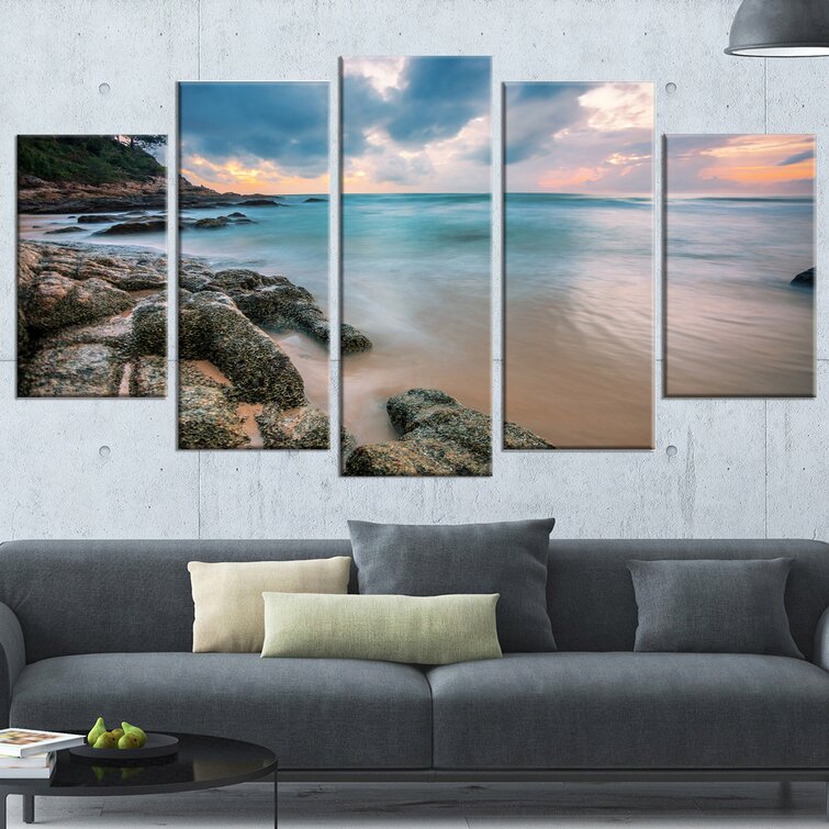 Highland Dunes Gloomy Tropical Sunset Beach On Canvas 5 Pieces Print ...