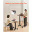 Table au-dessus du lit, table de chevet mobile avec bureau rabattable et 4 roulettes, bureau à roulettes réglable en hauteur et à angle avec porte-gobelet, bureau au-dessus du lit portable pour la maison, le bureau, le bureau, le bois et le noir