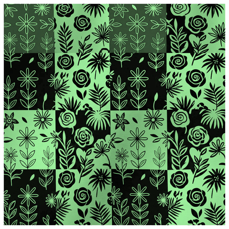 Green Botanical Patchwork Comforter, Twin
