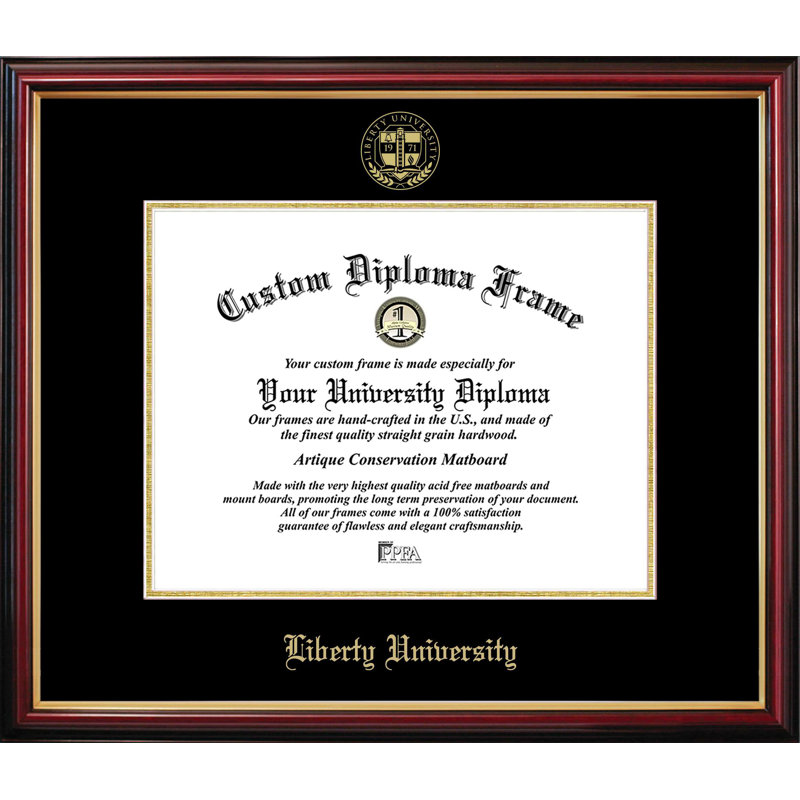 Cadre pour petit diplôme Liberty University, L 11 po x H 8,5 po, NCAA Liberty University