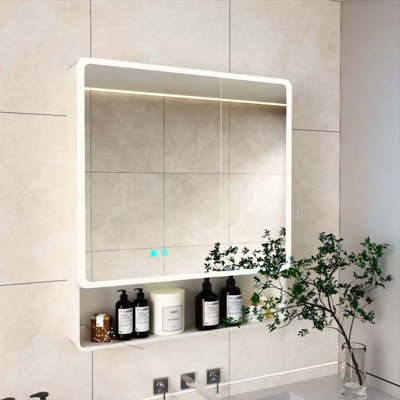 LED Bathroom Medicine Cabinet With Single-Color White Light ,Anti-Fogging ,Easy To Install Aluminum-Plastic Cabinet