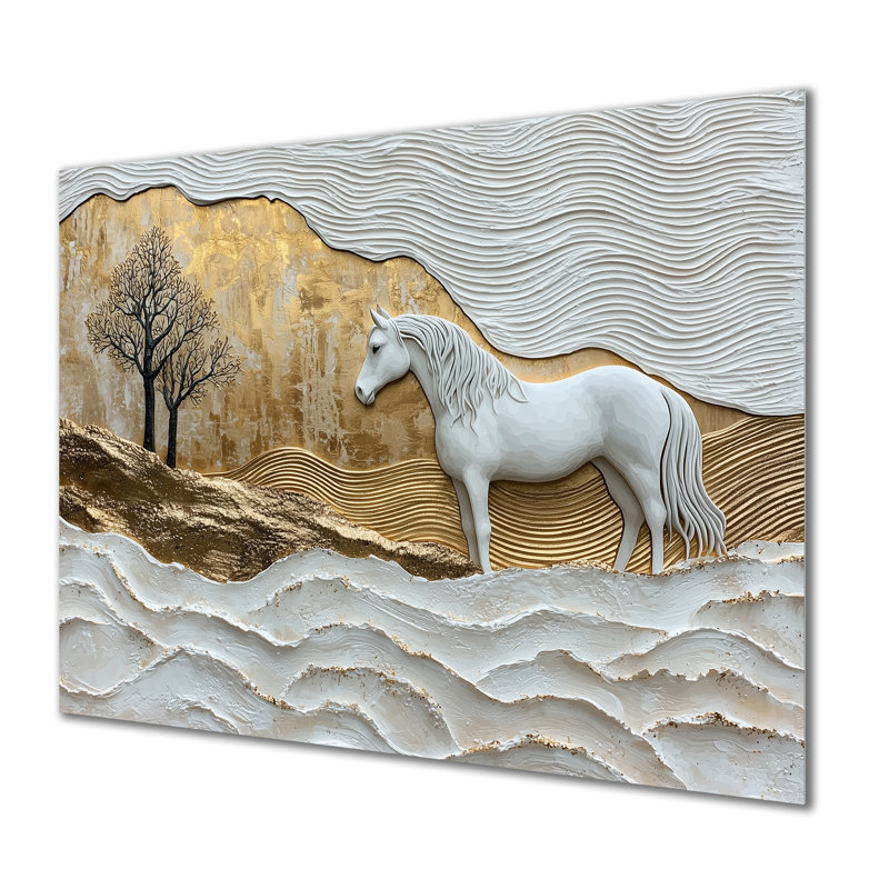 Cheval, rivière en marbre de l'Horizon Rider I - impression murale en métal cheval, H 34 po x l 44 po