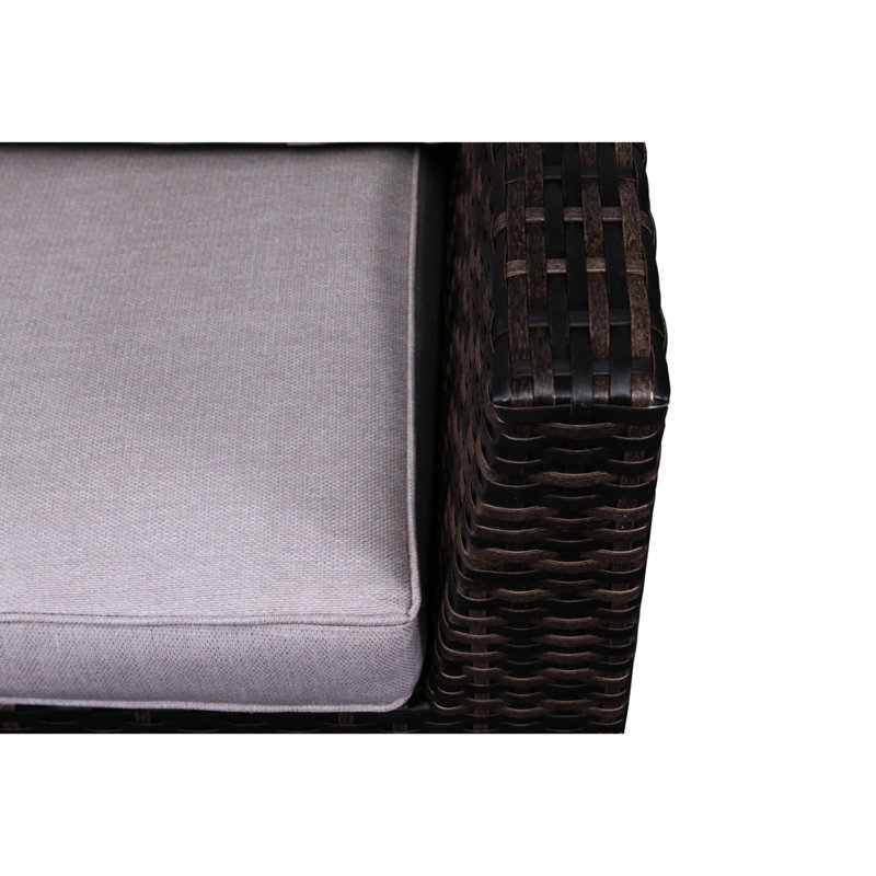Canapé modulaire d'extérieur de 122 po de largeur pour 4 places, 4 places, housses de coussins lavables à la machine et tissées à la main avec des coussins gris