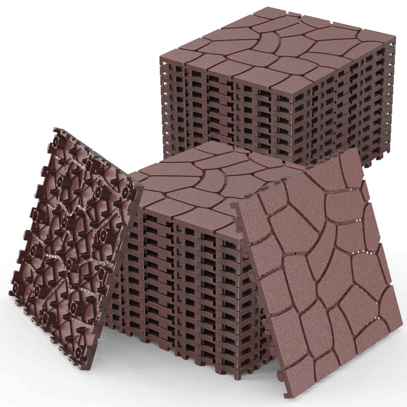 Carreaux de terrasse de patio en pierre de 12 po, tuiles de terrasse à emboîtement de module de bricolage, tuiles de cour faciles et rapides à installer pour le porche de la cour arrière du balcon de la piscine 44 pièces