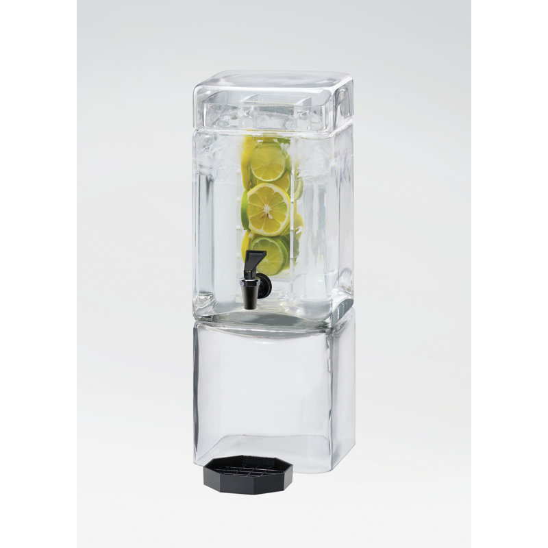 1.5 Gallon Square Glass Beverage Dispenser with Infusion Chamber, 18.5" H x 9.25" W x 7.25" D