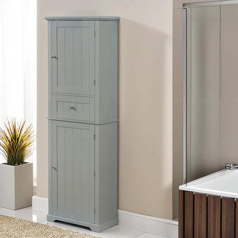 67.3" Tall Freestanding Bathroom Storage Cabinet, Gray