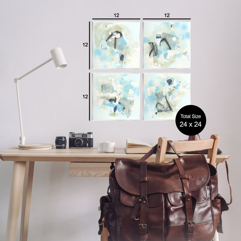 «Abstract with Blue Splatter», ensemble de 4 plaques murales par June Erica Vess