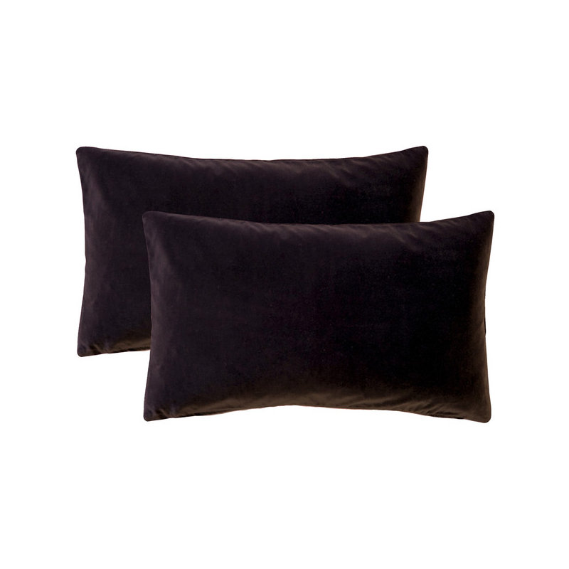 Housses de coussin en velours doux Francesca, ensemble de 2 housses de coussin, 12 x 20 pouces rectangulaire pour canapé-lit, brun foncé