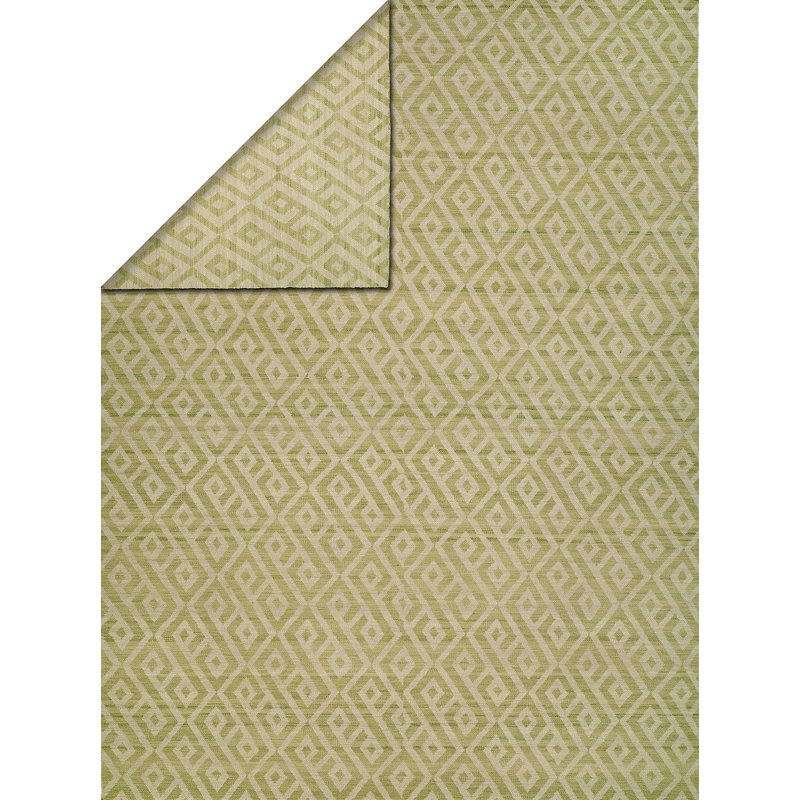 Wool Geometric Area Rug in Beige, Rectangle 5' x 8'