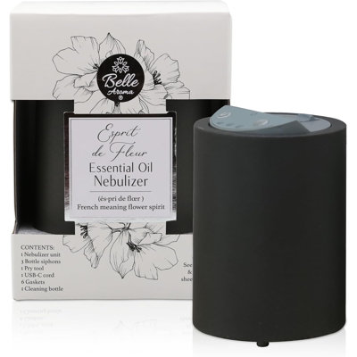 Esprit de Fleur Essential Oil Diffuser Waterless Heatless Oil Nebulizer Dark Stone Finish