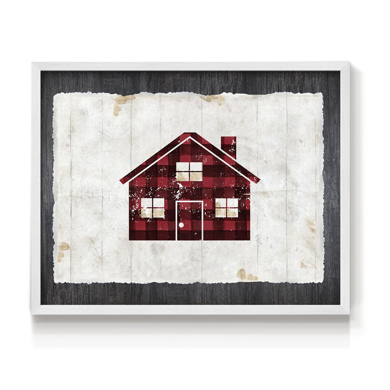 Maison à carreaux - reproduction encadrée - réversible, H 11 po x l 14 po, Blanc