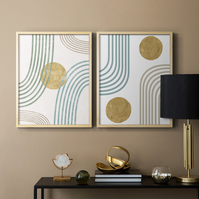 Modern Flow-Premium Framed Print -Ready to Hang - No Nails Required - No Nails Required, 15" H x 24" W, Natural Wood