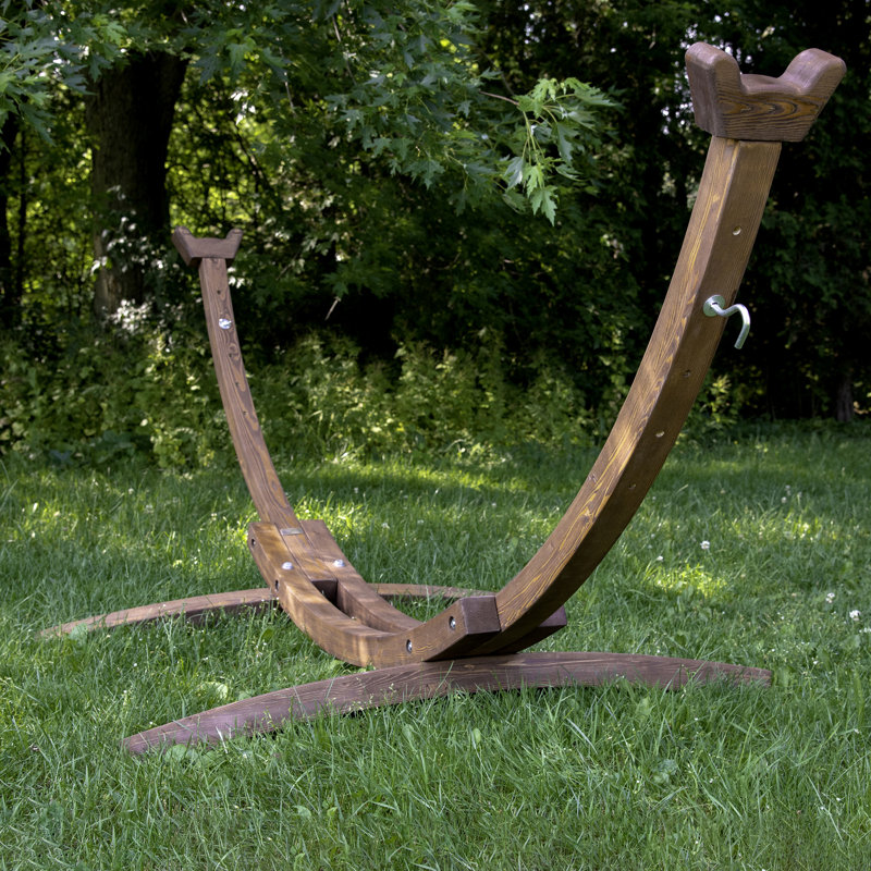 Vivere Champney 10' Stable Solid Pine Arc Hammock Stand (450 lb. Capacity)