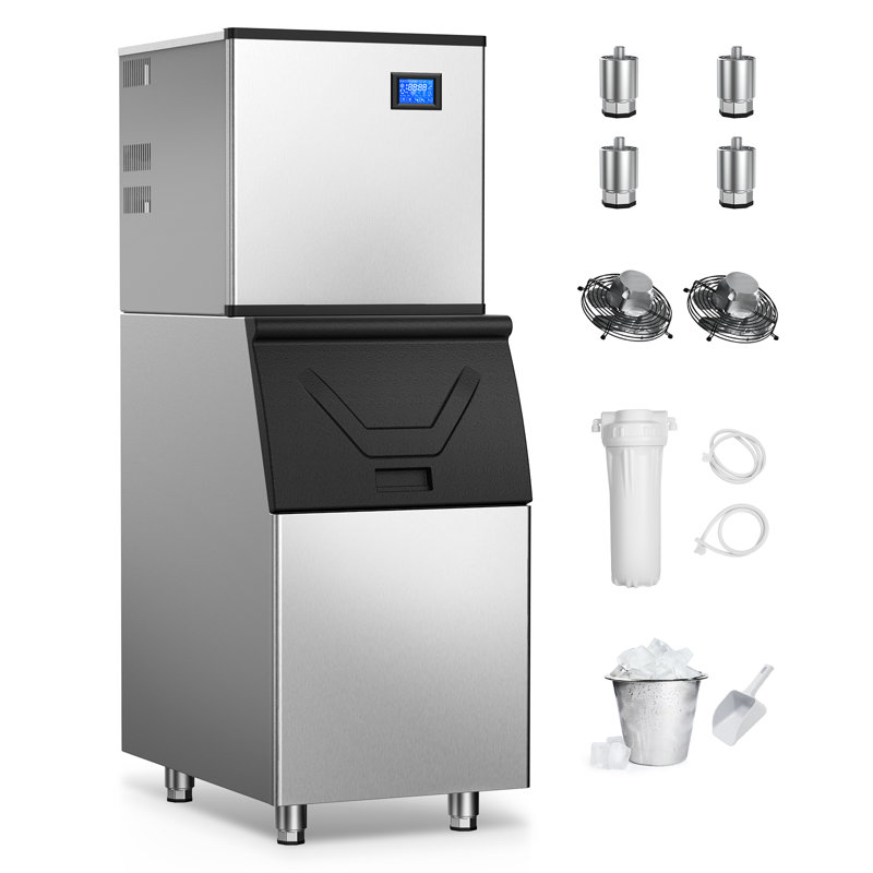 Commercial Silver Stainless Steel Freestanding Ice Maker with 450 lb Daily Production